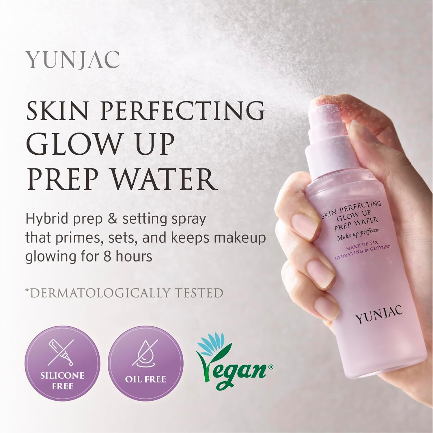 Skin Perfecting Glow Up Prep Water Makeup Fixer(1.69 fl oz) – Lightweight Fine Mist for Long-Lasting Makeup, Glow Booster, Smooth Radiant Skin Finish, Korean Skincare by YUNJAC - Image 2