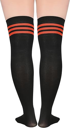 Miniatura 2 de Century Star Calcetines altos hasta el muslo para mujer, calcetines largos por encima de la rodilla, para atleta, casual, a rayas, hasta la rodilla