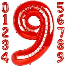 40 Inch Red Numbers 9 Balloon, Balloons Decorations for 9 19 90 Birthday Party, Engagement, Wedding, Graduations, Photo Shoot Supplies