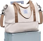 Women Travel Duffle Bag Sport Gym Tote Bag for Women Weekender Carry on Bags Beach Overnight Luggage Bag Waterproof Expandable Lightweight Version Beige Brown