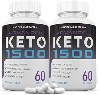 (2 Pack) Advanced Keto 1500 Keto Pills 1275MG New & Improved Formula Contains Apple Cider Vinegar Extra Virgin Olive Oil Powder Green Tea Leaf 120 Capsules