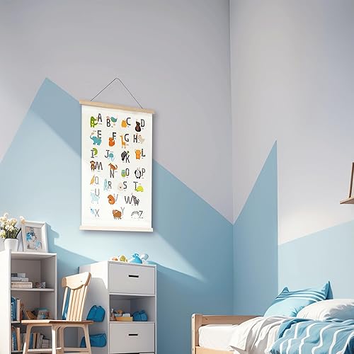 Miniatura 4 de Fcimu ABC - Póster del alfabeto para niños pequeños, decoración de pared gris neutro para guardería, dormitorio, sala de juegos, decoración de pared