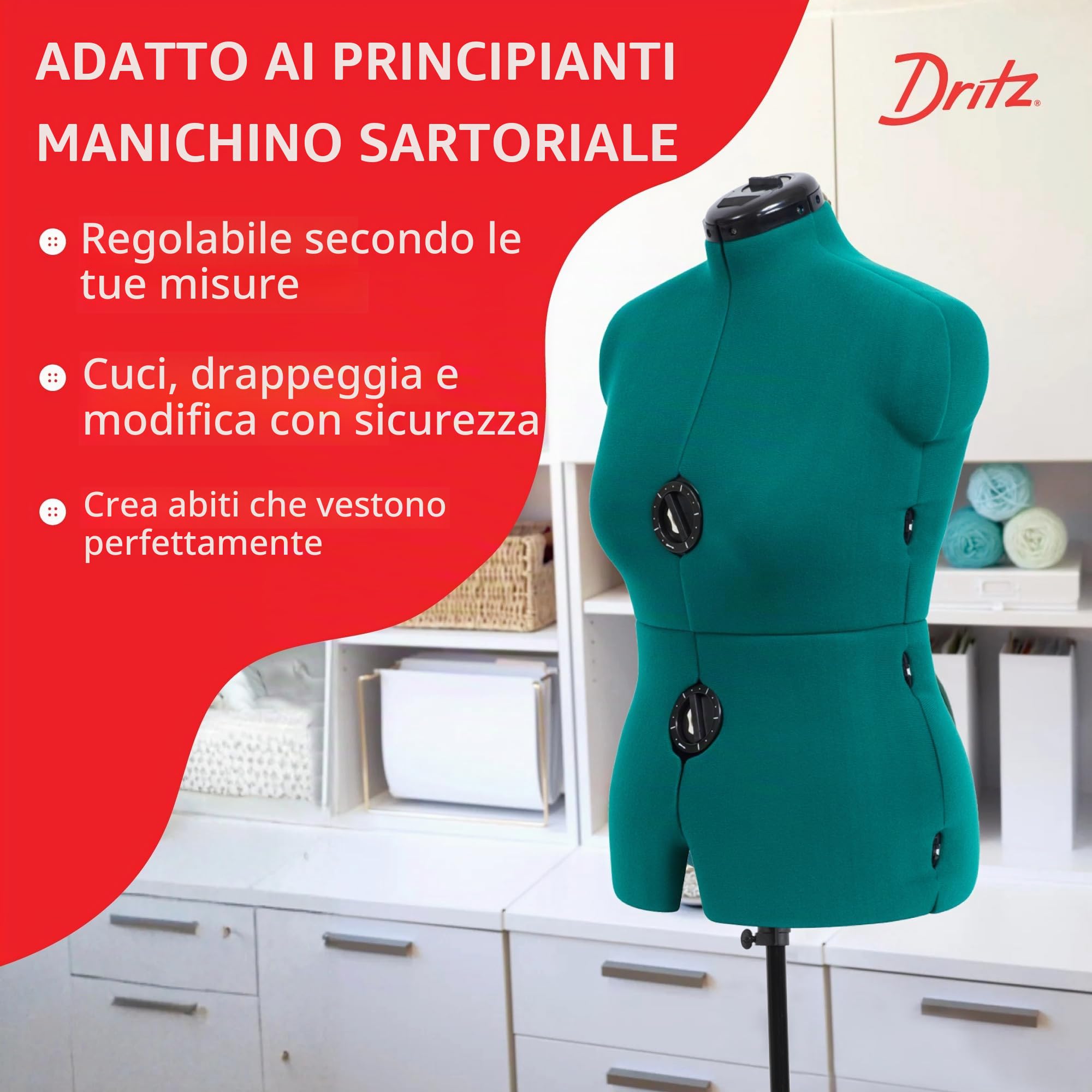 Dritz Forma del vestito regolabile, verde opale, M