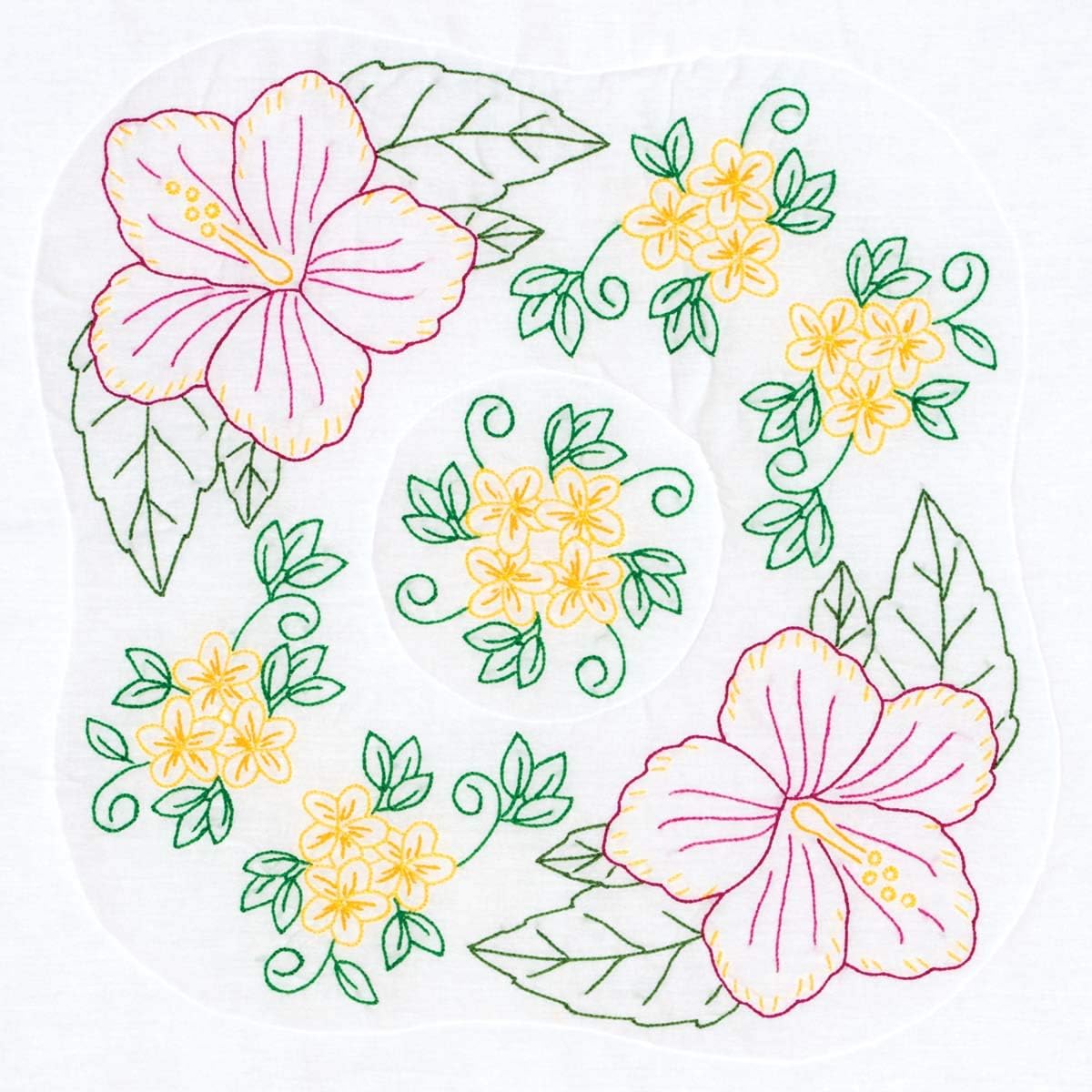 Jack Dempsey Quilt Blocks 18" Hibiscus 6pc