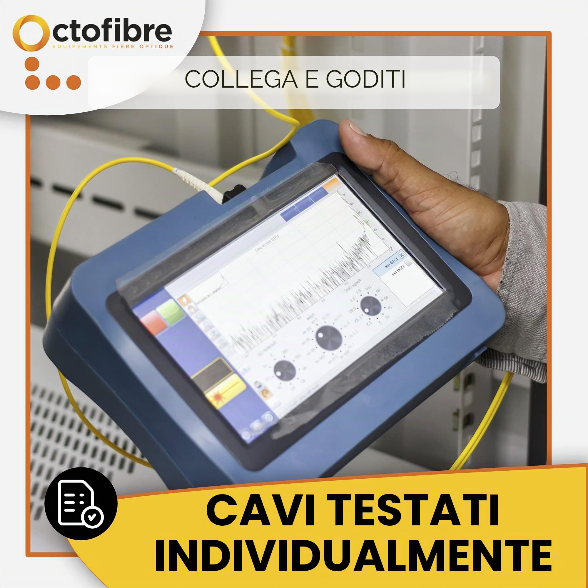 Cavo in fibra ottica Freebox - 50 m - Rinforzato con schermatura Kevlar - Prolunga/giarrettiere in fibra ottica - SC APC a SC UPC - Garanzia 10 anni
