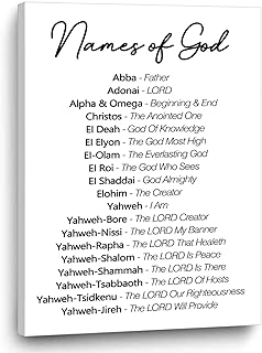 God Names Poster Print Bible Verse Canvas Painting for Home Decor Names of God Wall Art Yahweh Poster Minimalist Black and White Wall Art Christian Artwork Quote Print Wall Decor 16x24inch No Frame