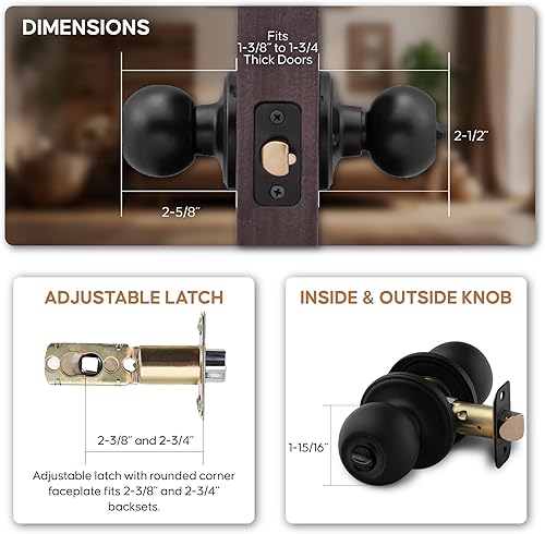 Vista 100 de Copper Creek BK2090SS - Pomo para puerta de bola, función simulada, paquete de 2, en acero inoxidable satinado