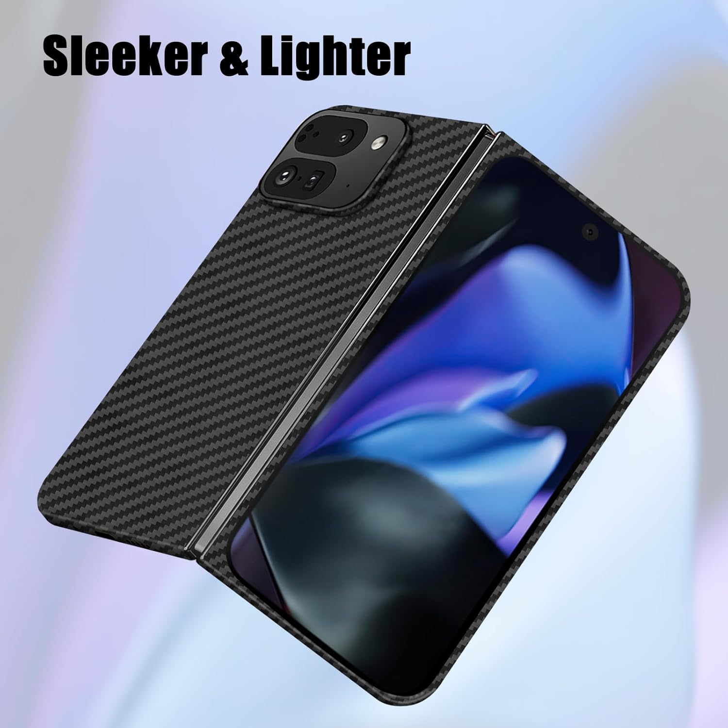 Thin Carbon Fiber Case for Google Pixel 9 Pro Fold (Fold 2), Slim 1500D Aramid Fiber Cover Compatible with Magsafe, Matte Black, Version 2.0