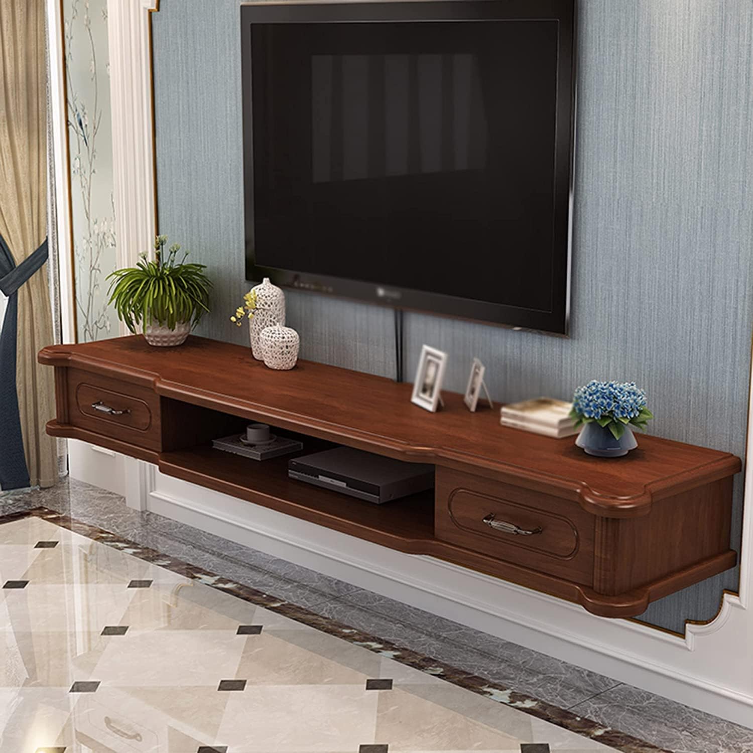 MILWPC Floating Tv Stand Hole Design Wall Mounted Tv