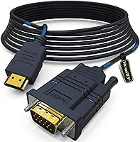 Vista 9 de NewBEP Cable adaptador VGA a HDMI, 6 pies/5.9 ft VGA a HDMI 1080P HD Audio TV AV HDTV Cable convertidor de video con cable de audio de 0.138 in