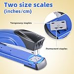 Stapler longue portée, avec 2000 Agrafes & Remorqueur bande pleine, 20-25 Capacité de feuille, avec règle intégrée et guide de verrouillage réglable papier, bleu