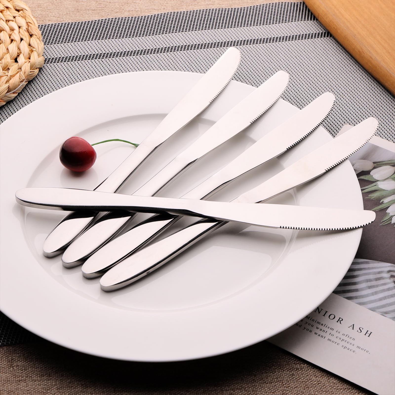 Obstnny 12-Piece Stainless Steel Dinner Knife, Table Knives Set