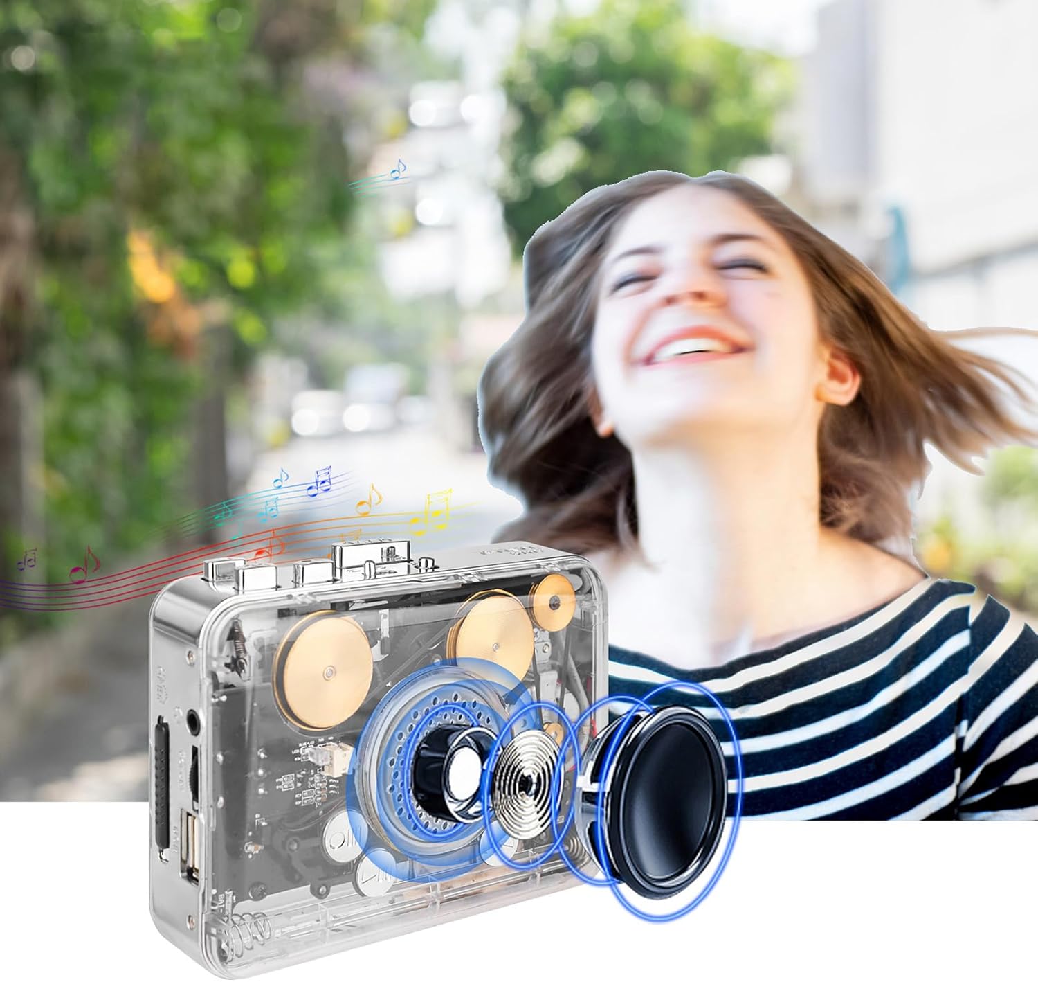 Portable Clear Stereo Auto Reverse Cassettes Player Convert Tape to MP3 USB Converter Wheel Movement Loudspeaker Accessories USB Cassettes Deck