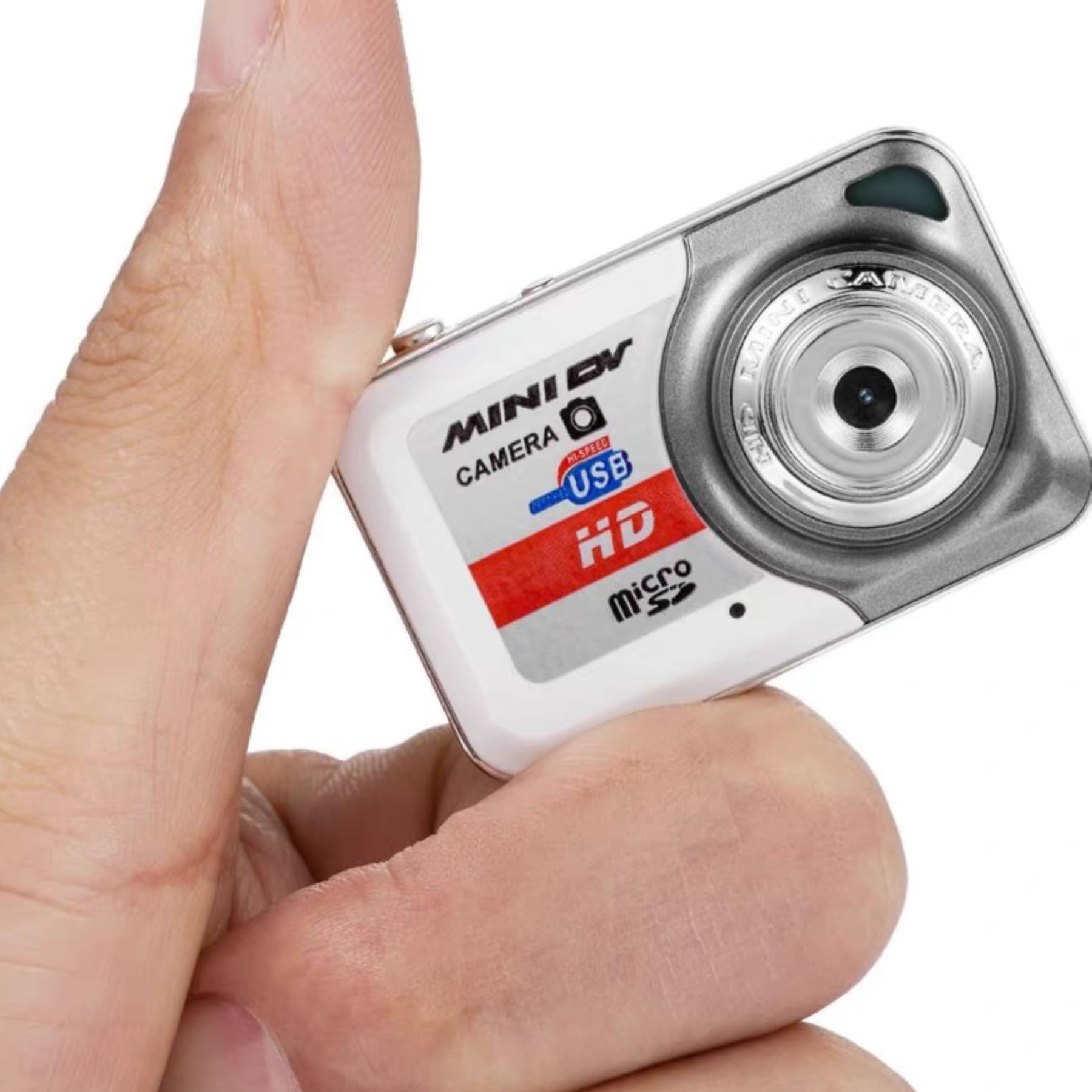 Bewinner Digital Camera 58g Ultra Mini Size - Fashionable Keychain Camera, 1280x960 Video & 1280x1024 Photo Resolution Mini DV for Kid‘s Gifts (Silver Gray)
