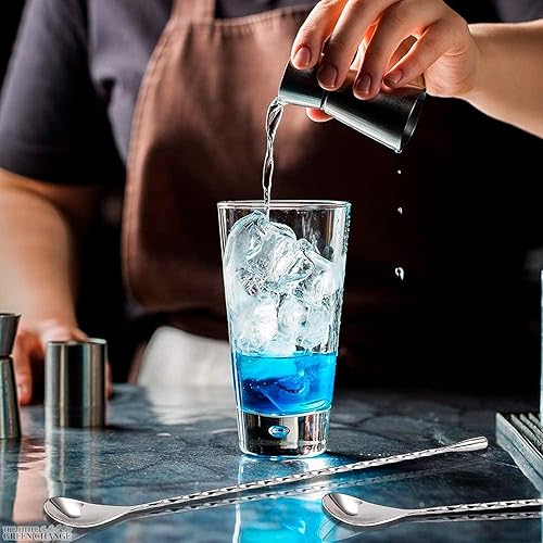 Miniatura 7 de Juego de 4 cucharas de metal para mezclar bebidas de 12 pulgadas, cuchara de cóctel, cuchara de barra de mango largo, cucharas de barra de acero