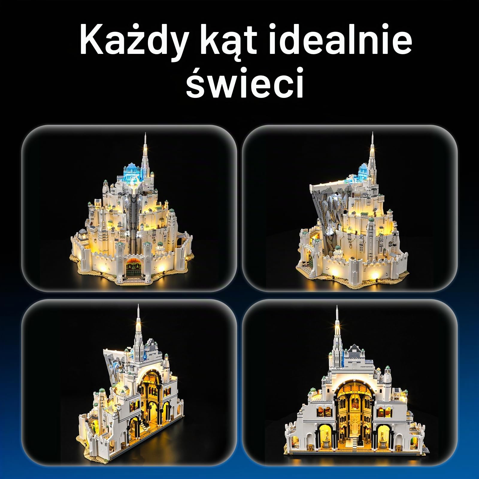 YEABRICKS Światło LED do Lego-11377 Icons Władca Pierścieni: Model klocków Minas Tirith (zestaw Lego nie jest dołączony)
