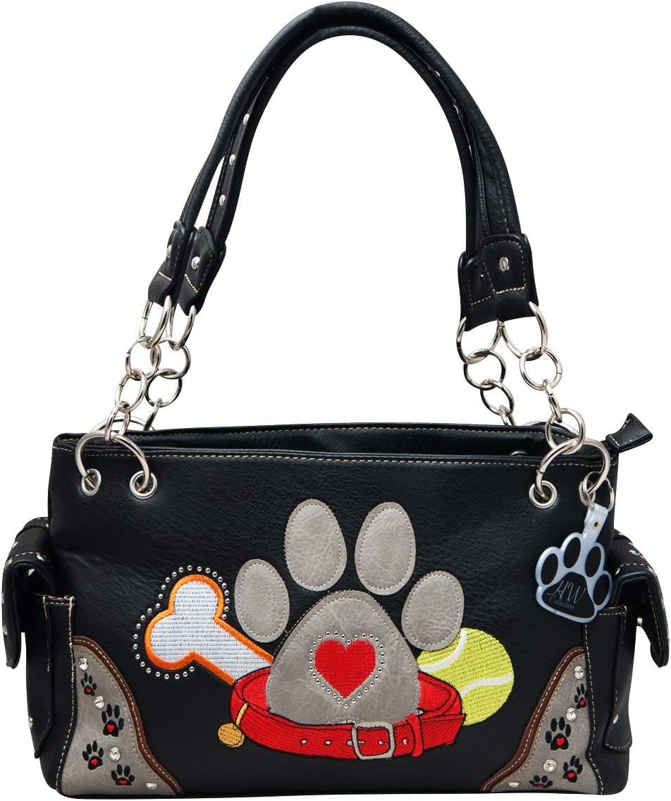 HW Collection Dog Paw Print Handbag Women Shoulder Purse Western Style