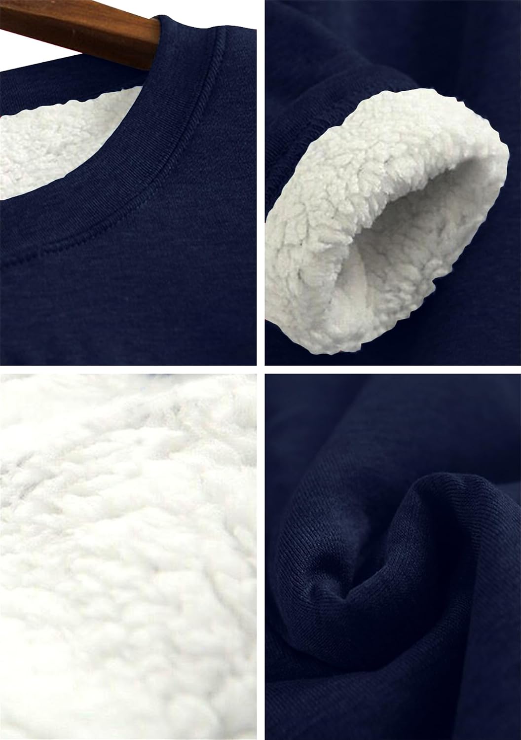 Womens Winter Soft Sherpa Fleece Lined Pullover Crewneck Solid Color Sweatshirt