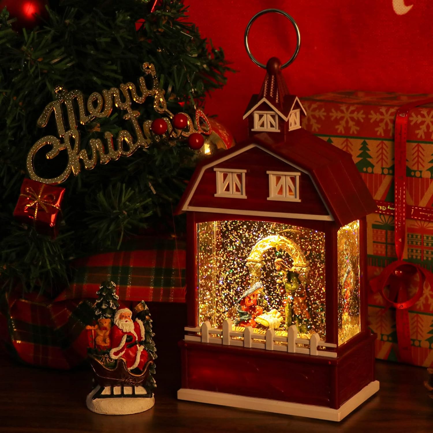 DRomance Christmas Music Snow Globe Lantern with 6 Hour Timer, USB Powered Battery Operated Lighted Water Singing Snow Globe Holiday Women Children Gift(Nativity, 5 x 3.1 x 11.1 Inches) - Image 7