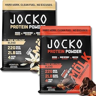 Jocko Fuel Protein Bundle (2 Pack) - Chocolate Peanut Butter (2lb) + Vanilla (2lb) - Supports Muscle Recovery & Growth