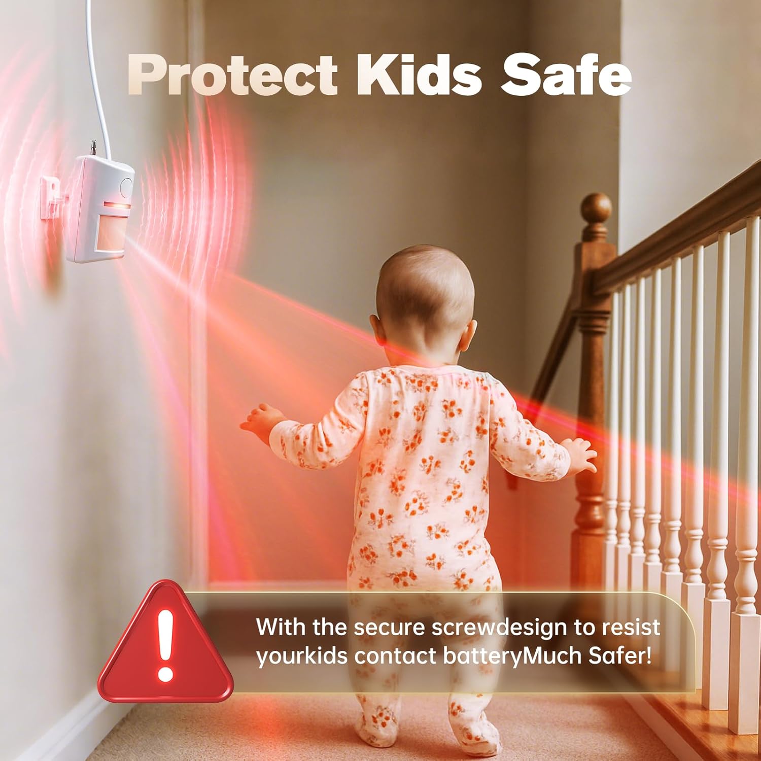 Wireless Motion Sensor Alarm & Doorbell Chime - AC Plug-in Security Alert with Remote - 90dB Infrared Detector for Business, Office & Garage (1 Motion Alarm + 1 Remote)