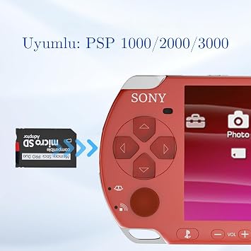 Memory Stick Pro Duo to Micro SD Kart Adaptör – PSP 1000/2000/3000 Uyumlu – Dönüştürücü Adaptör