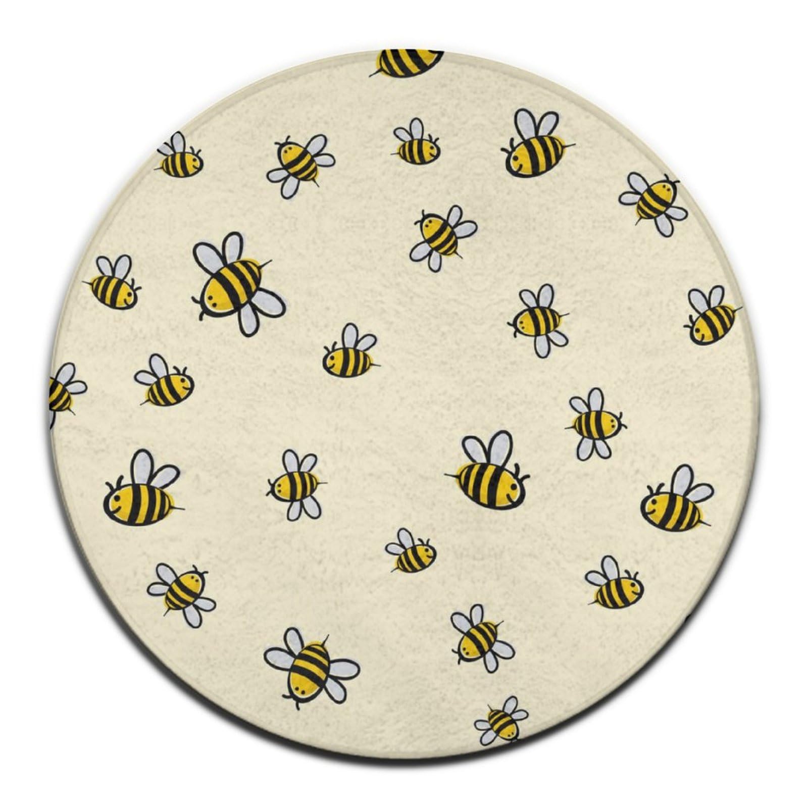 Kitchen Office Home Area Decor Pad Party Holiday Decor Floor Mat Compatible with Cute Bee Pattern, Unique Area Carpet with Anti-Slip Rubber Bottom Protection