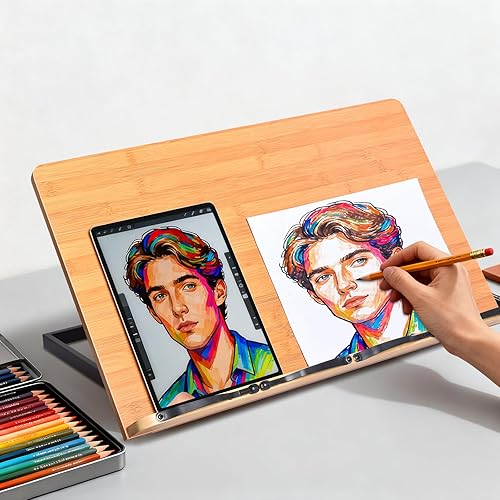 Miniatura 30 de wishacc Atril de bambú para libros de cocina con 5 alturas ajustables de 13.2 x 9.2 pulgadas