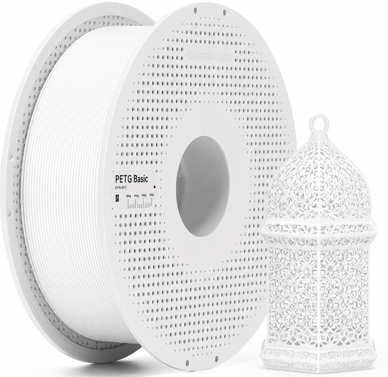 3IDEA Bambu Lab PETG Basic Filament 1.75mm 1kg Spool - Strong Durable 3D Printer Filament, High-Temp Resistance, Low Warp, Compatible with Bambu Lab & Most FDM 3D Printers White (30201) - Spool-image-37