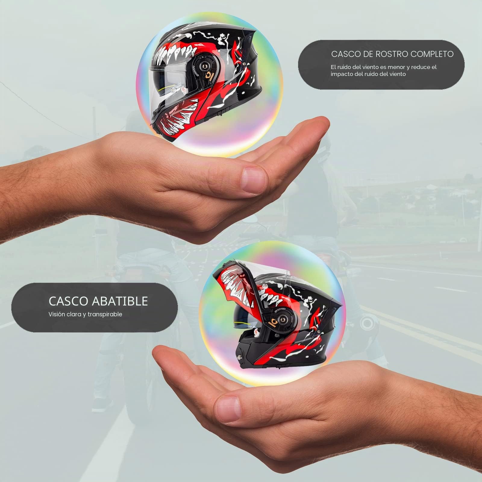 Casco Moto Modular ECE Homologado Casco Motocicleta Abatible Casco de Moto Integral Scooter con Doble Visera para Adultos Mujer Hombre, Rojo Negro-M(57~58cm)