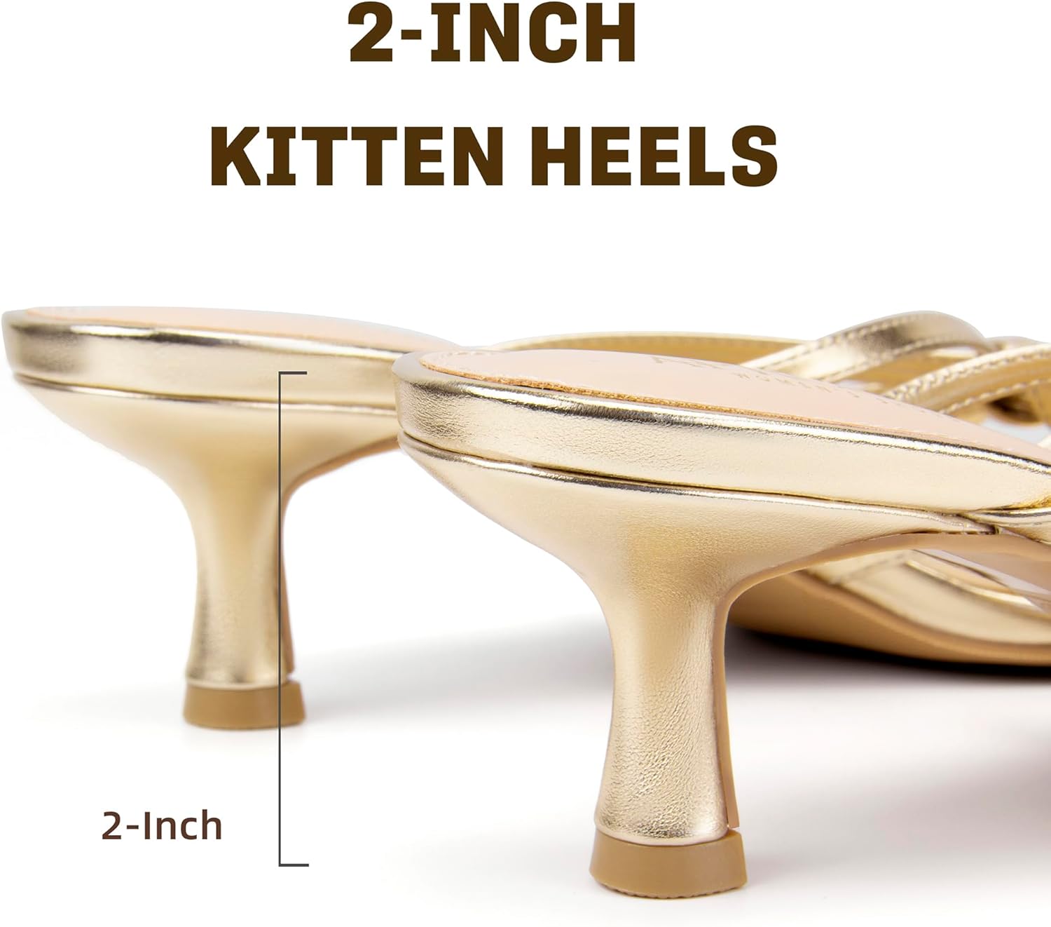 AprCoco Women's Strappy Kitten Heels Knotted Open Round Toe Heels Slip On Mule Heeled Sandals for Women Wedding Party Dressy Summer