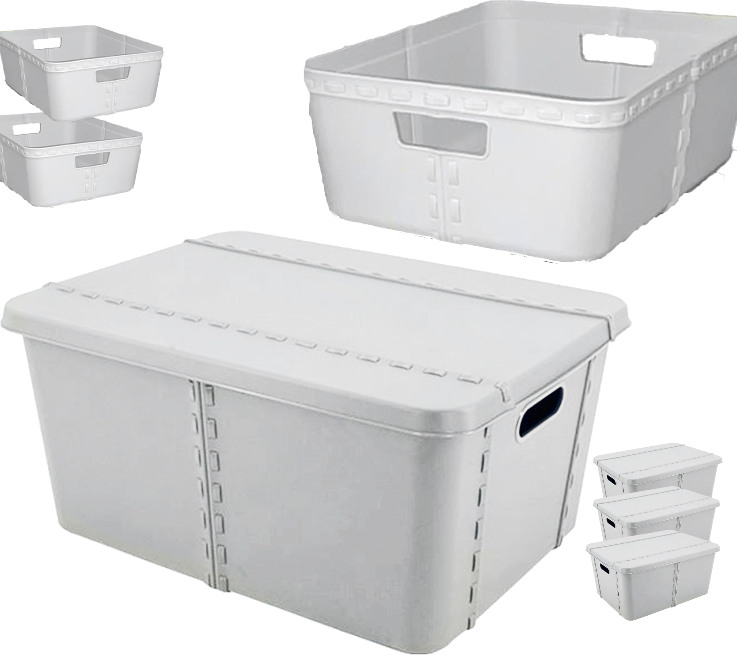 KRAPPS Organizador Armario Ropa con separadores y Cajas Almacenaje Decorativas con Tapa | Cajas Organizadoras Armarios | Organizador Ropa Armario | Almacenaje armario (Plastico, 5)