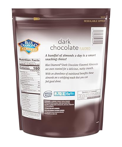Miniatura 2 de Blue Diamond Almonds, Almendras tostadas al horno con sabor a chocolate negro, perfectas para picar, para llevar, almuerzos y más, 40 oz.