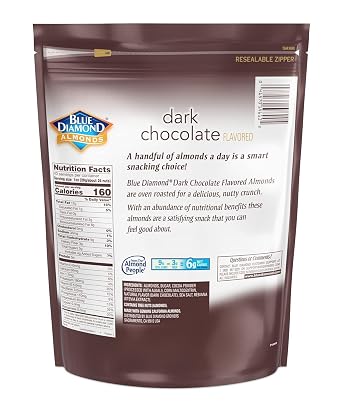 Blue Diamond Almonds, Oven Roasted Dark Chocolate Flavored Snack Nuts Perfect for Snacking, On-the-go, Lunches and More, 40 oz.