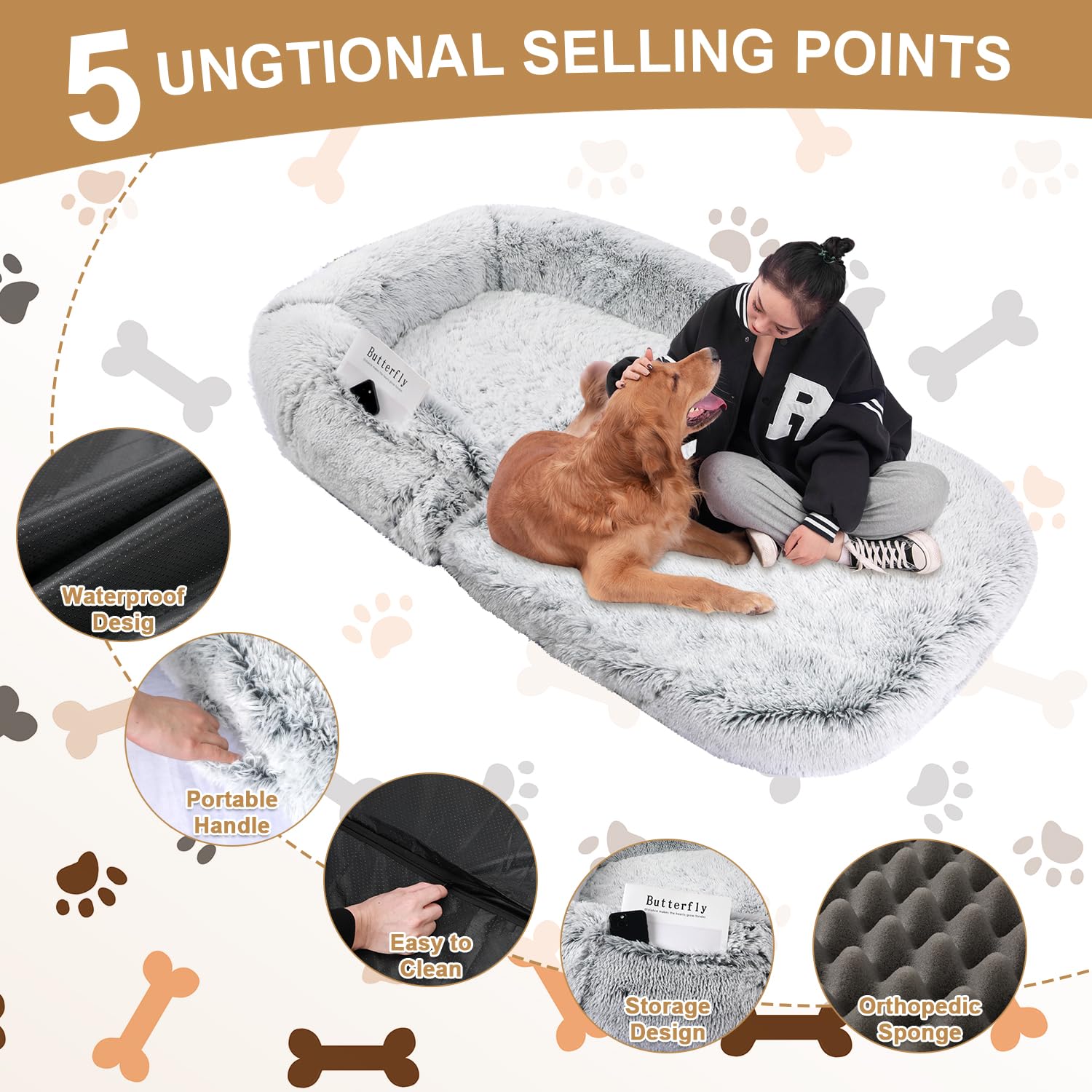 Diegimr Menschlich Hundebett, 180x115x25cm Riesiges Faltbares Riesen  Hundebett fr Menschen fr Groe Hunde Weich Abnehmbar Hundebett Fuer  Menschen fr Erwachsene mit Rutschfestem Bezug (Grau) : Amazon.de: Haustier