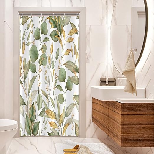 Botanical Stall Shower Curtain, Green Leaves 36Wx72L
