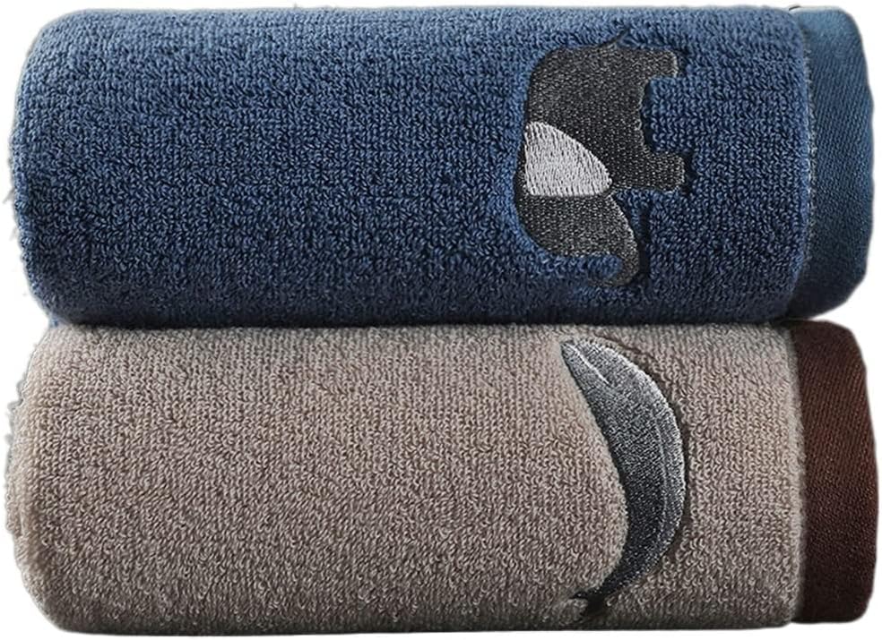 Face Cotton Towel Household face Towel Cotton Adult Bath Towel Soft Skin Does not Drop Hair(B 2PS)