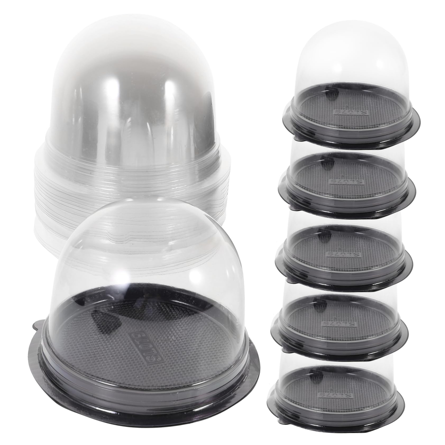 MUCKLILY 50 Sets Clear Cake Box with Lid Small Round Cake Carrier for Birthday and Party Transparent for Easy Viewing for Bakeries and Outdoor Events