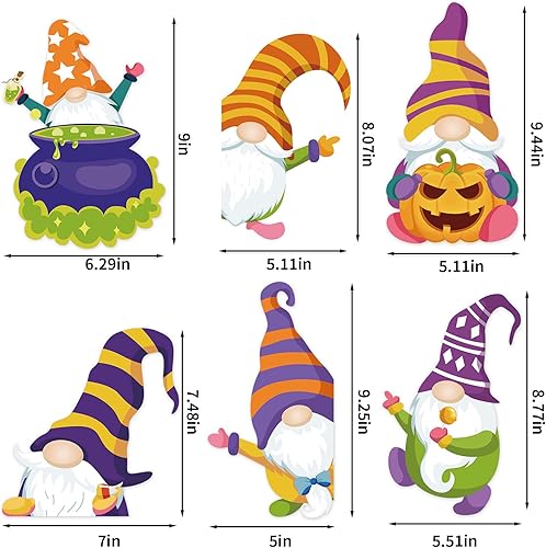 Miniatura 3 de LOKIPA Calcomanías de gnomo de Halloween para ventana, 8 hojas de calcomanías para ventanas de Halloween, decoraciones de vidrio