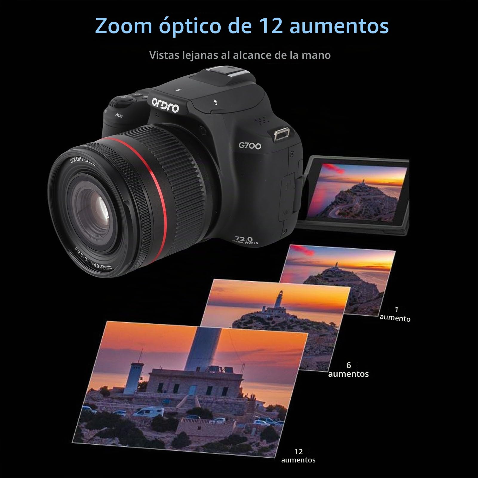 Tbest Cámara Digital 4K, Compacta para Fotografía y Vídeo WiFi 64MP 12x 30x Zoom óptico Enfoque Automático Pantalla Abatible de 270 Grados Cámara Vlogging con Aplicación