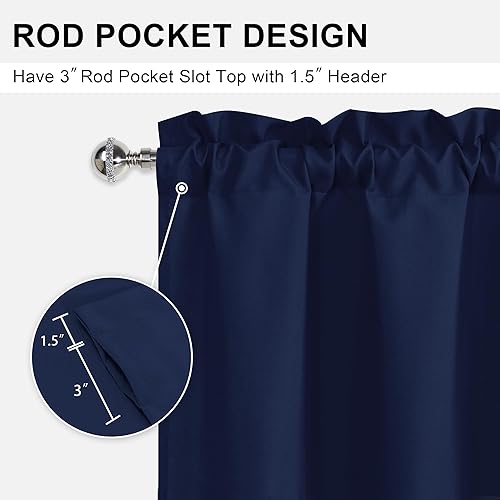 Vista 3 de DWCN Valance Curtains for Living Room, Navy Valances for Small Window, Farmhouse Solid Short Topper -1 Panel, 42 X 18 Inch, Navy Blue Azul marino