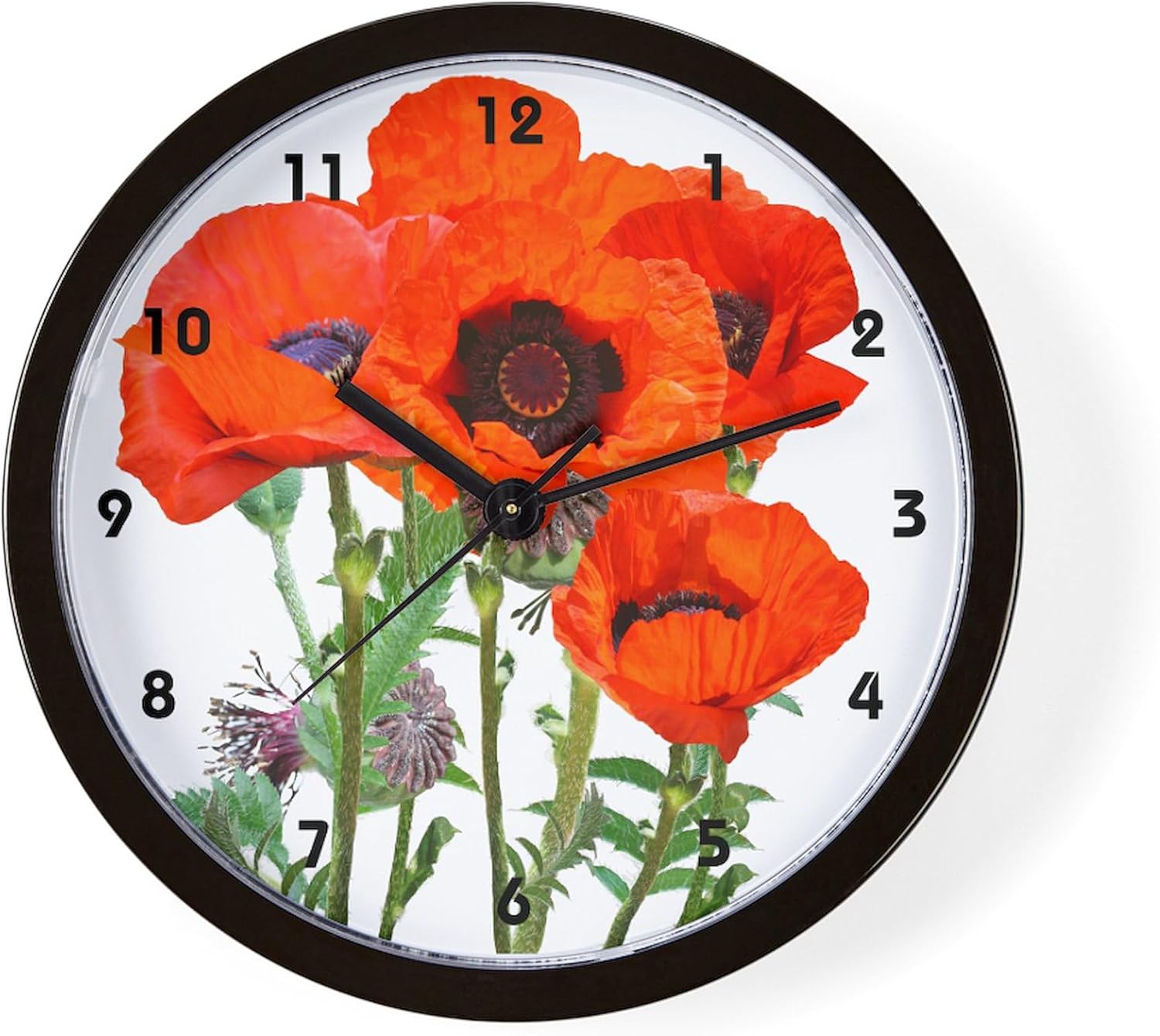 CafePress Red Poppies 10" Wall Clock for Livingroom, Kitchen, or Office