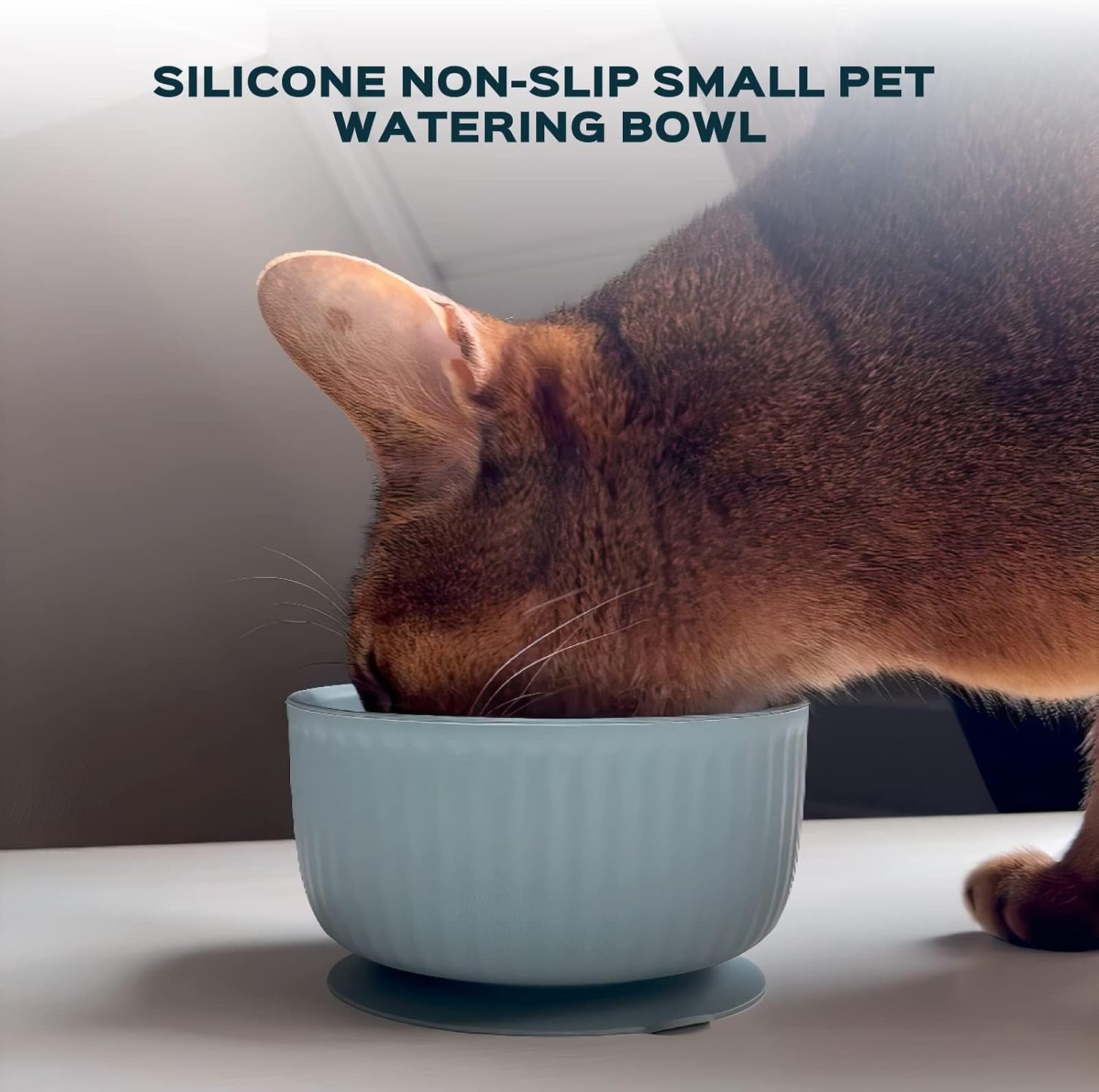 Cat Bowls with Suction Cup 13 Oz — Elevated Silicone Pet Dish with Non-Slip Bottom for Dry Food, Wet Food and Water (Light Grey)