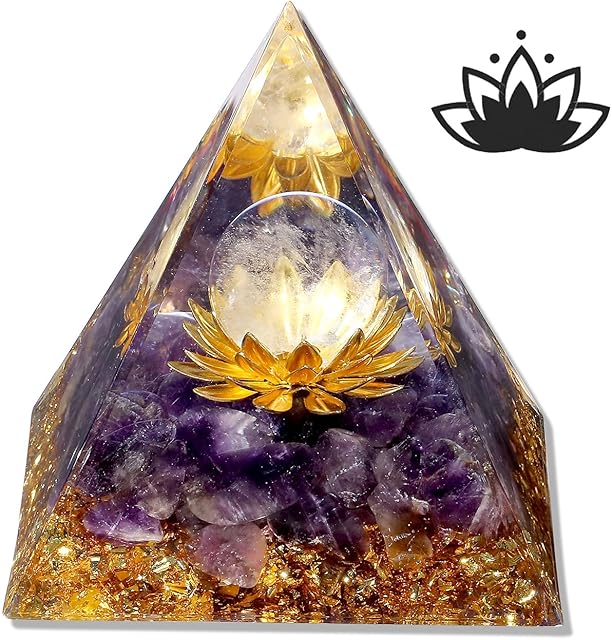 XIANNVXI Amethyst Healing Crystal Tower,Orgonite Orgone Tower,Gemstone Lotus Flower Tower,Spiritual Gifts for Women,Good Luck Gifts,Cool Things