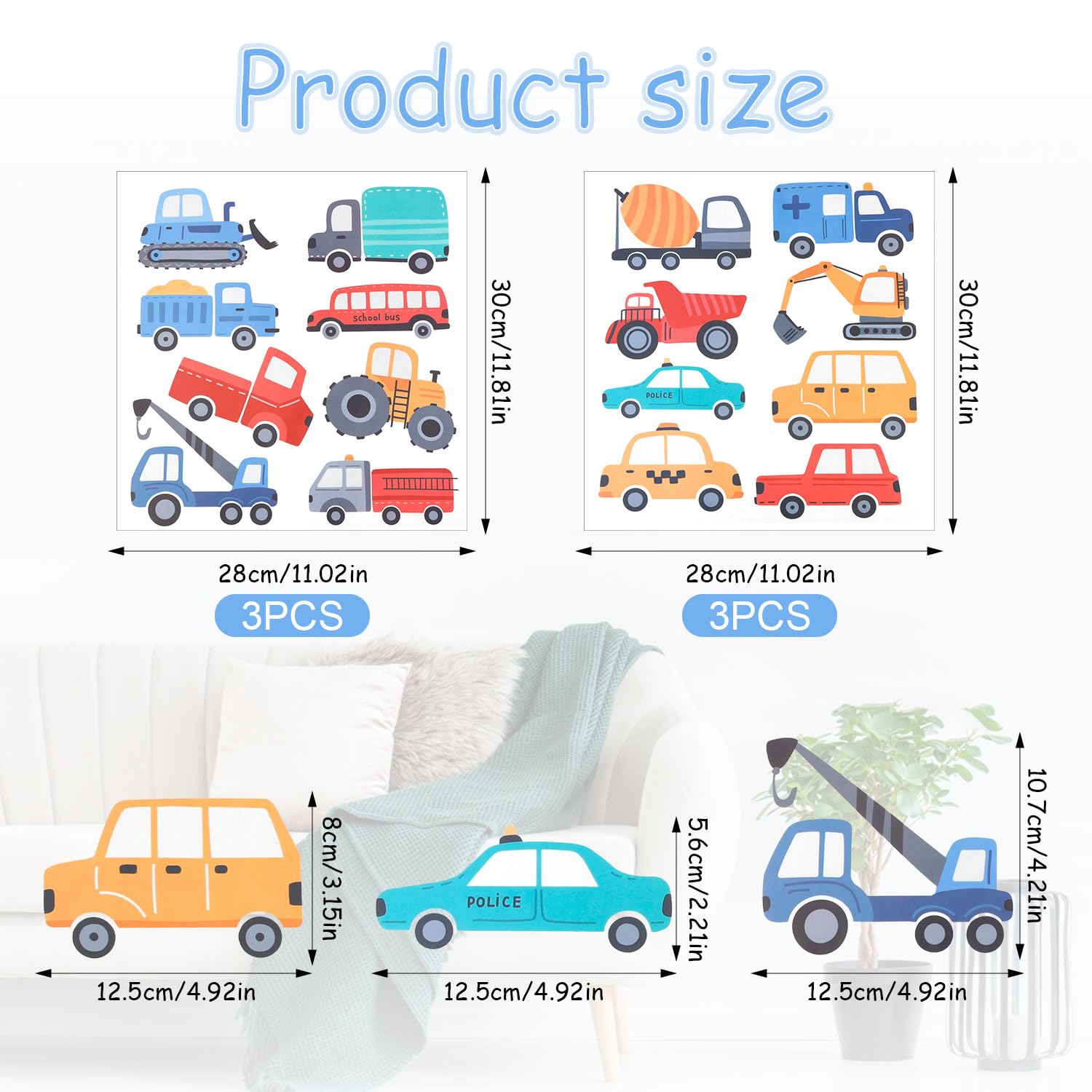 48pcs Construction Vehicles Wall Decals - Image 2