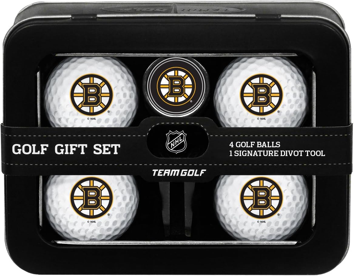 Team Golf NHL Regulation Size Golf Balls (4 Count) & Divot Tool with Removable Double-Sided Magnetic Marker