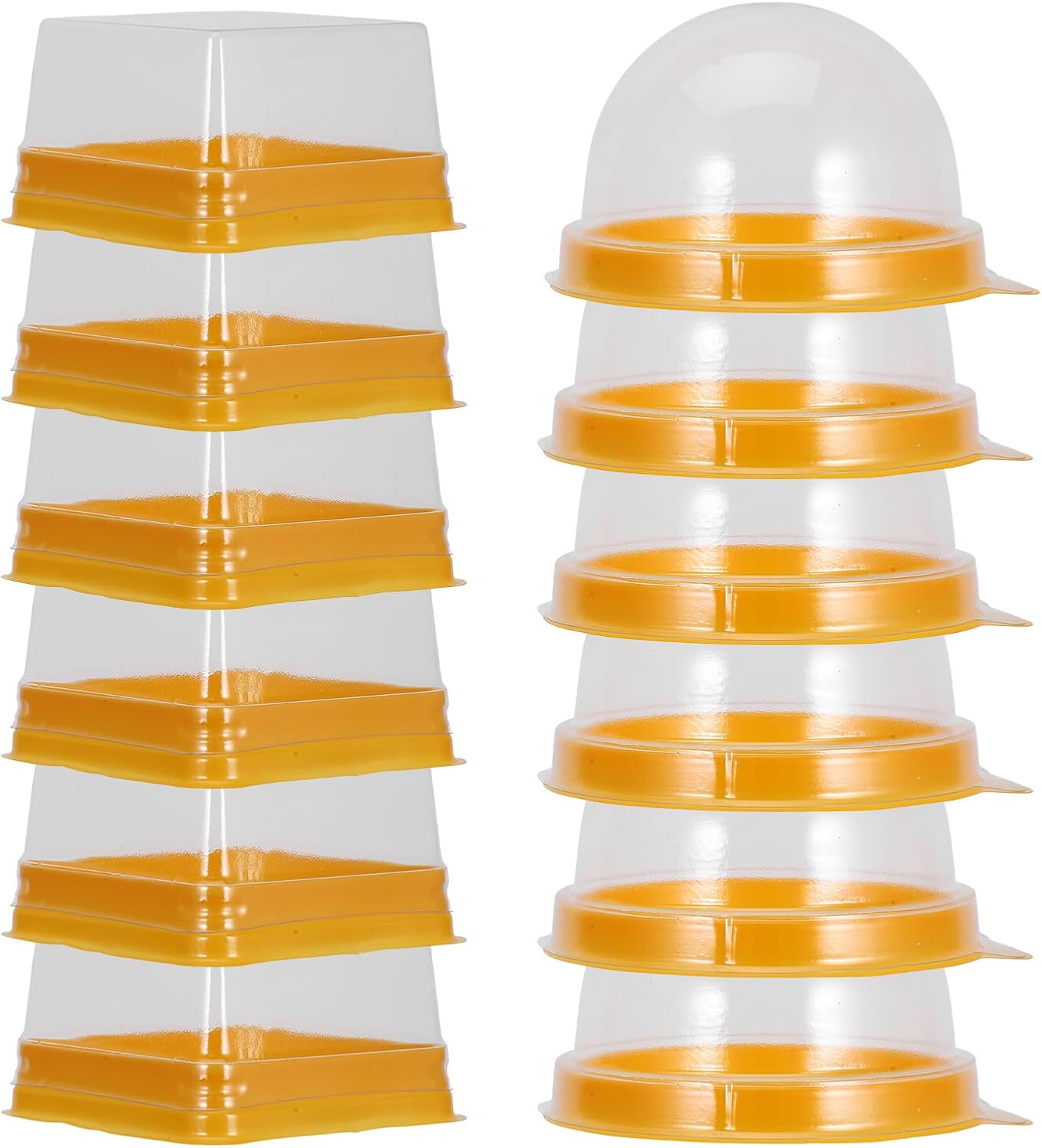 100Pcs Mini Egg-Yolk Puff Holders Baking Packaging Containers Bright Yellow Round and Square Dessert Wrapping Boxes for Bakery Party Storage