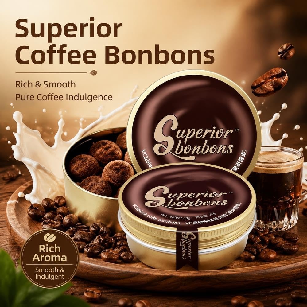 Hochwertige schwarze Kaffee-Hartbonbons mit VC, 2er-Pack