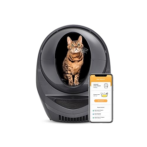 Litter-Robot 3 Connect by Whisker (Grey) Automatic Self-Cleaning Cat Litter Box, WiFi Enabled, Works with Any Clumping Litter, Never Scoop Again - Dark Grey