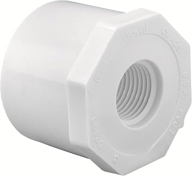 Schedule 40 PVC Reducer Bushing Spigot x FPT, 2.5 x 2 Inch, White Heavy-Duty Threaded Pipe Fitting Adapter for Plumbing & Irrigation Systems